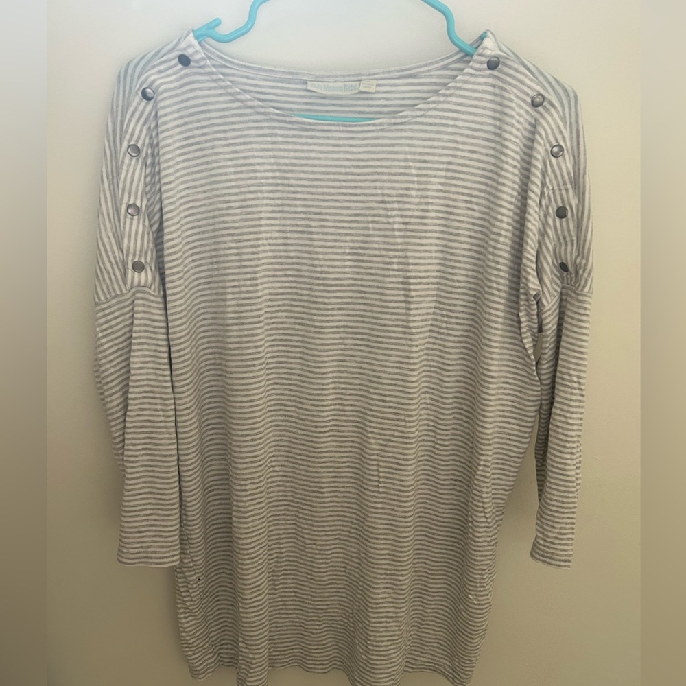 JoJo Maman Bebe Maternity Striped Long Sleeve Top with Button Detail